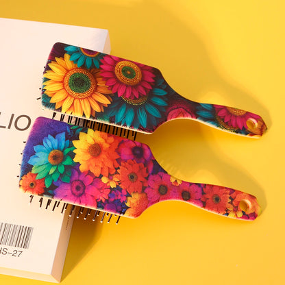 1 piece of vibrant flower print pattern comb - anti-static, gentle hair combing, scalp massage comb,Special for real hair wigs