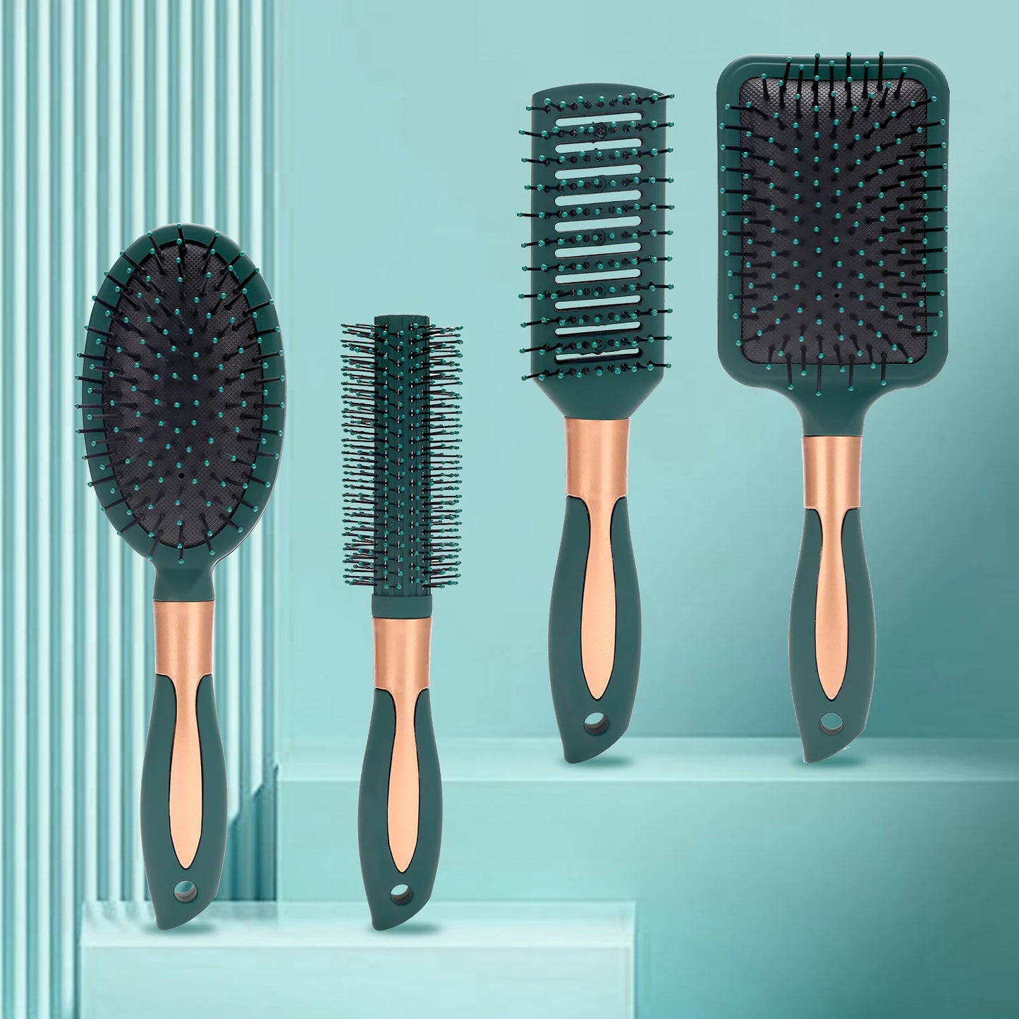 Massage Oval Comb Hair Brush Set Anti Static With Silicone Cushion Base Detangling Brush Round Hair Brush Vent Hair Brush