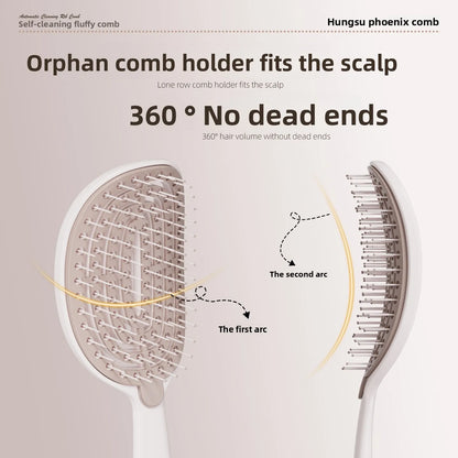 Hair comb Self Cleaning Hair Brush Volumizing Scalp Massage Tangle Free Paddle Comb with ABS Bristles Cushion Base Hair brush