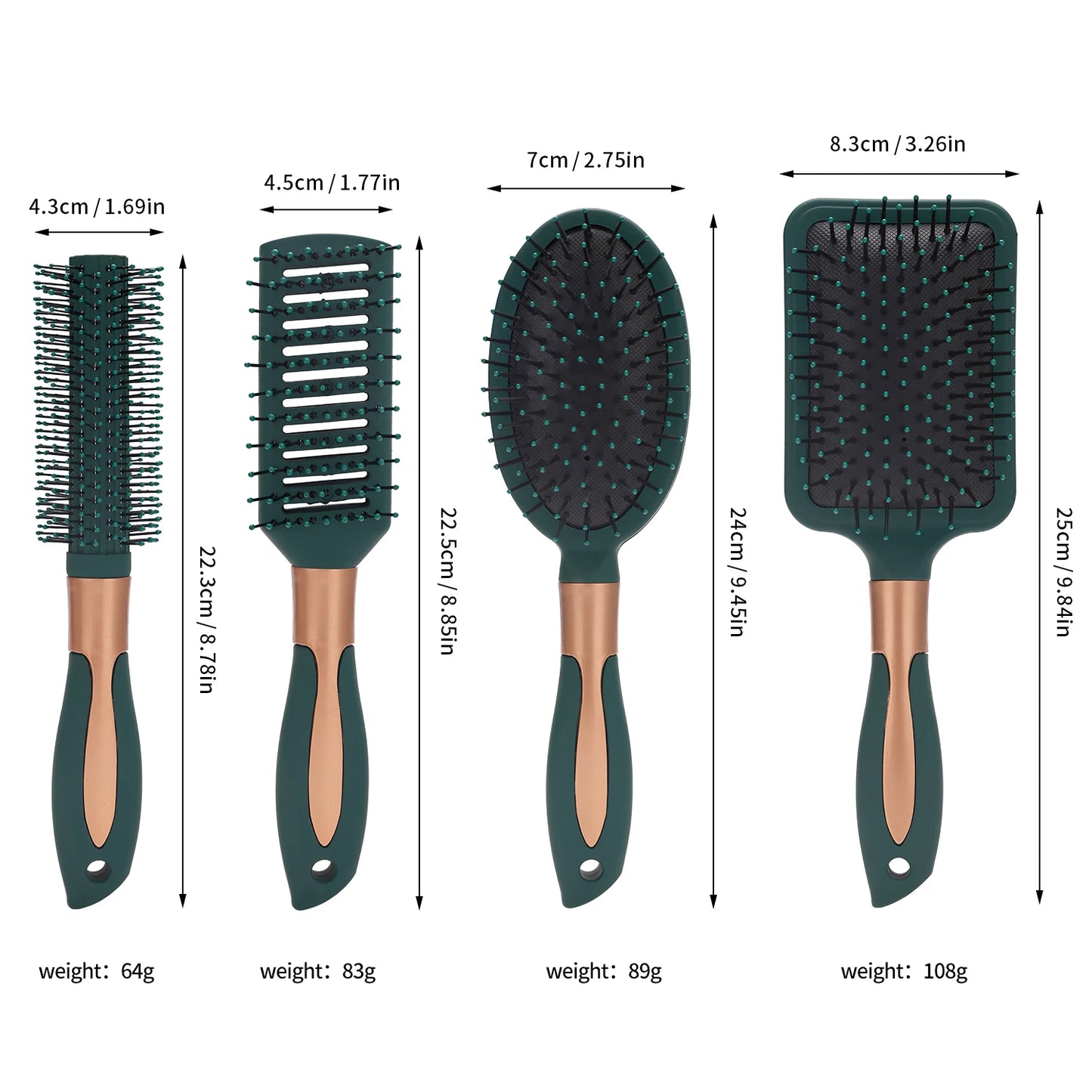Massage Oval Comb Hair Brush Set Anti Static With Silicone Cushion Base Detangling Brush Round Hair Brush Vent Hair Brush