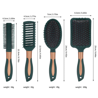 Massage Oval Comb Hair Brush Set Anti Static With Silicone Cushion Base Detangling Brush Round Hair Brush Vent Hair Brush
