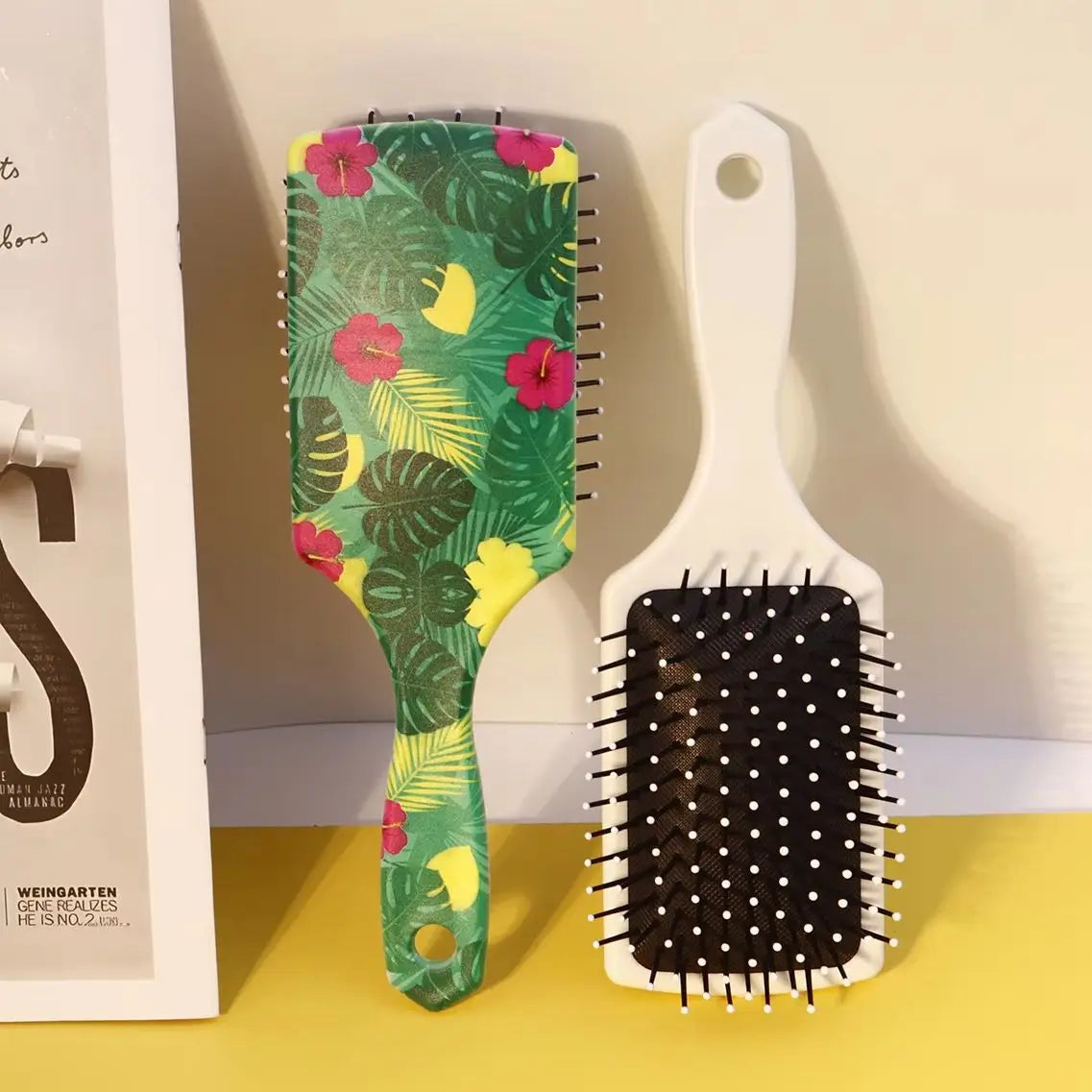 1 pc plant themed air cushion comb, fashionable hair care tool, elegant comb, durable plastic brush,Special for real hair wigs